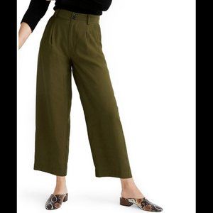 MADEWELL KALE GREEN POCKETS DRAPEY PLEATED WIDE LEG PANTS